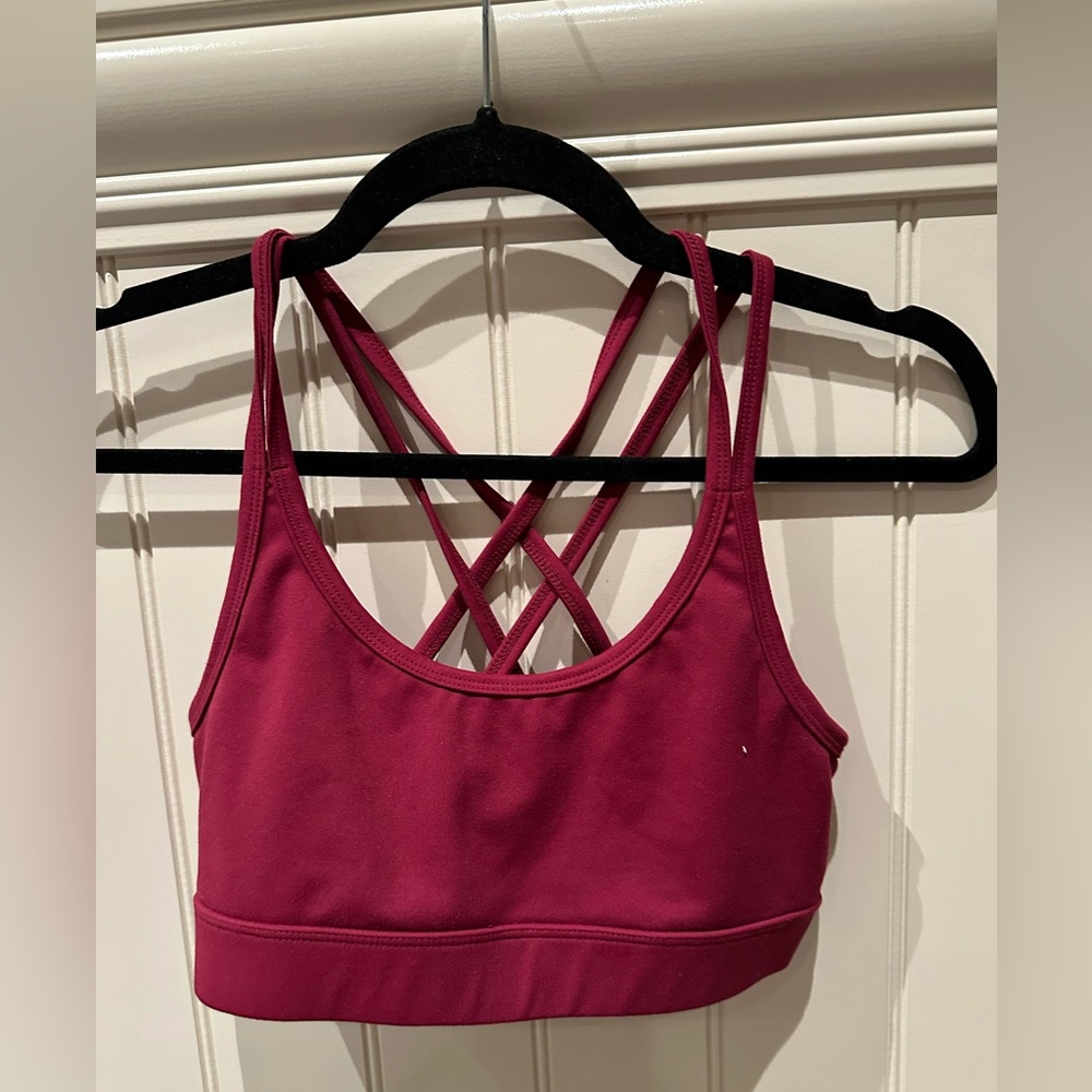 THREADS 4 THOUGHT Ladies Women’s Girls Size Small Burgandy Yoga Bra Top